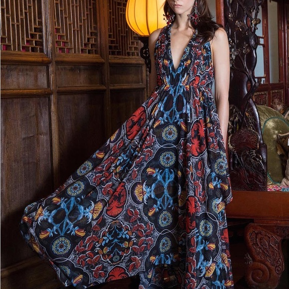 Alice + Olivia Kora Maxi Handkerchief Floral Dress - Picture 2 of 7